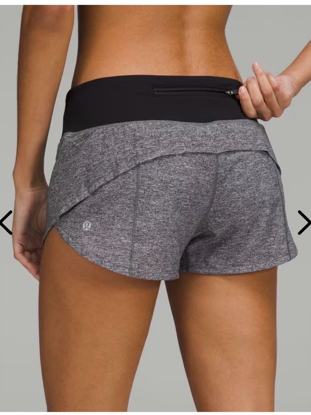 Lululemon Speed Up Shorts Heather Gray with Black Waistband